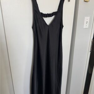 ASOS Black Satin Slip Midi Dress